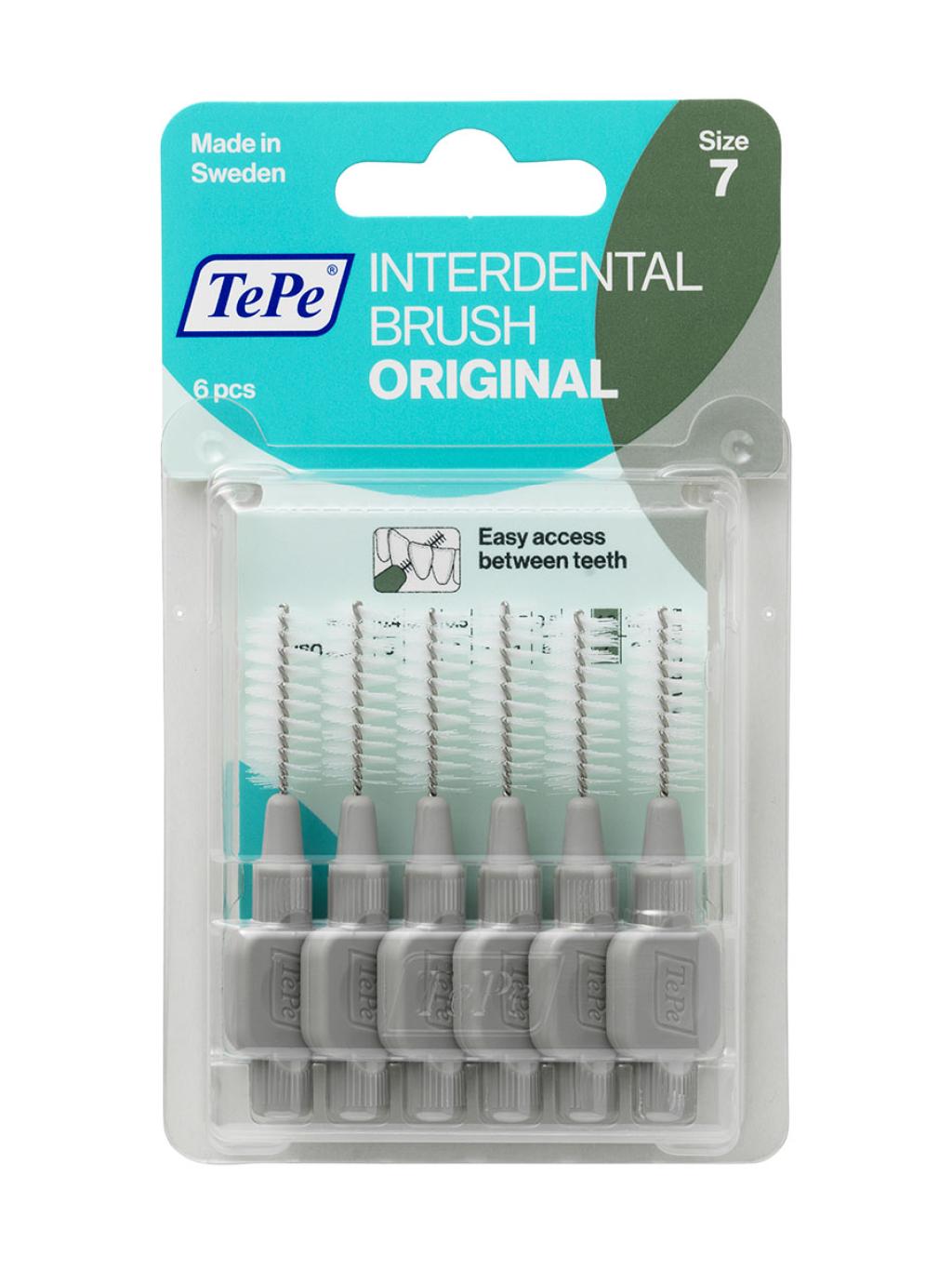 Межзубные ершики TePe Interdental Brush Original, блистер, размер 7 (1,3мм) серые 