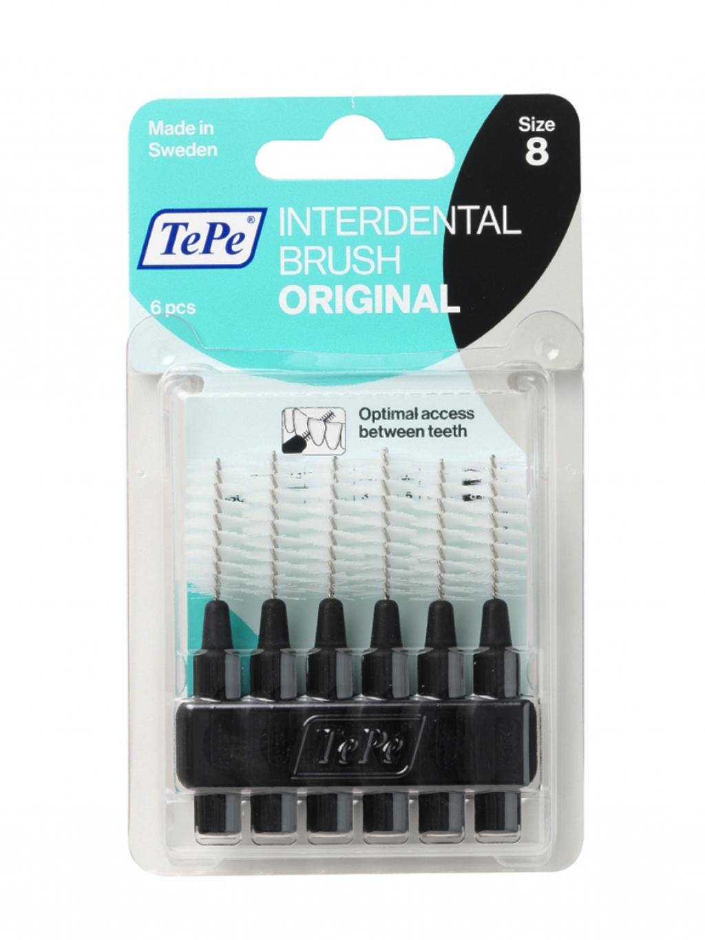 Межзубные ершики TePe Interdental Brush Original, блистер, размер 8 (1,5мм) черный 