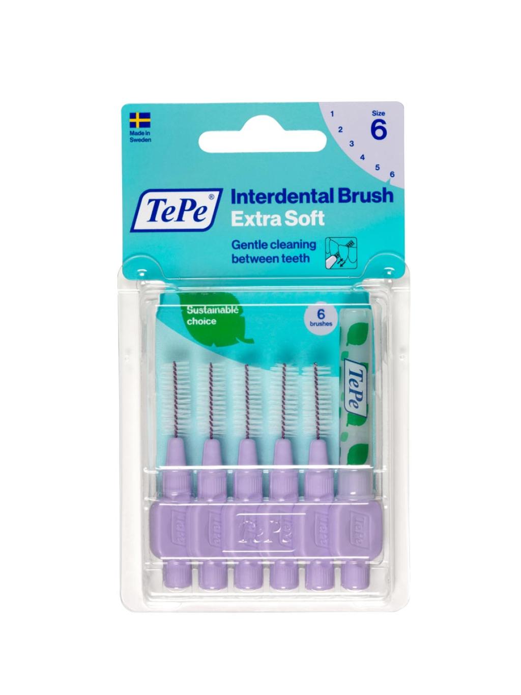 Межзубные ершики TePe сверхмягкие Extra soft pack блистер. Размер 6 (1,1мм), светло-фиолетовые 