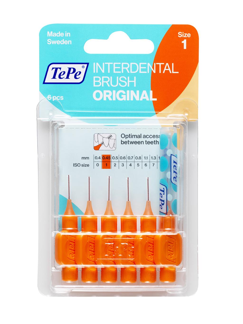 Межзубные ершики TePe Interdental Brush Original, размер 1 блистер, (0,45мм) оранжевый 
