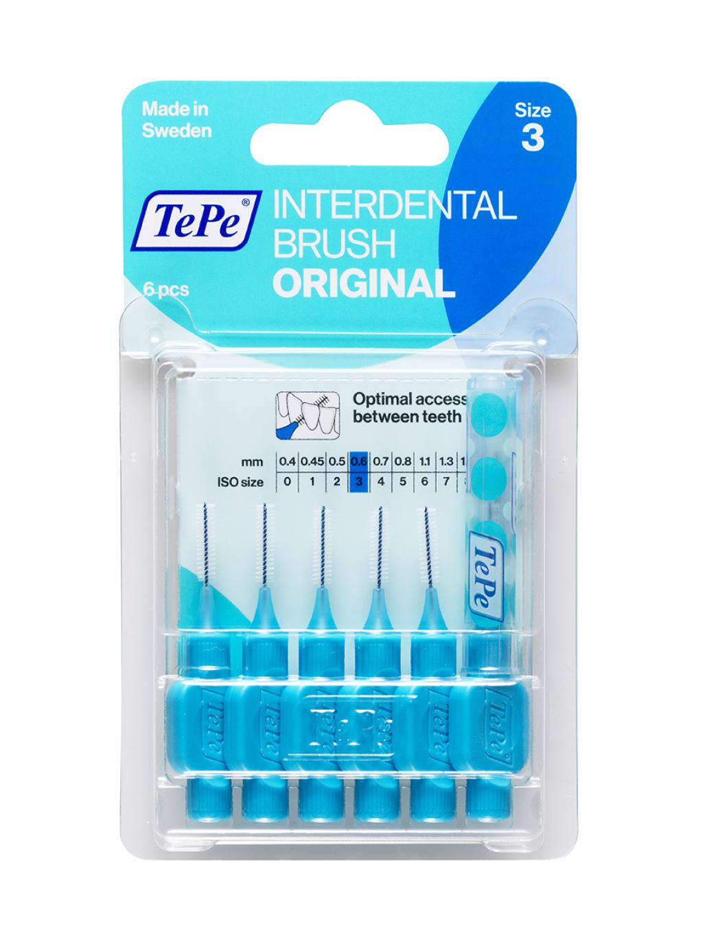 Межзубные ершики TePe Interdental Brush Original, блистер, размер 3 (0,6мм) синие 