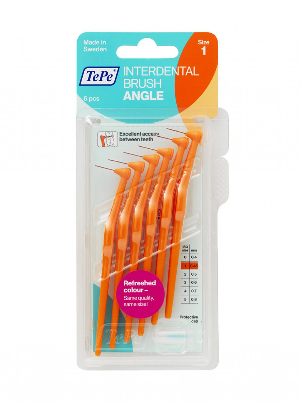 Межзубные ершики TePe Angle™ угловые Размер 1 (0,45мм) оранжевый 