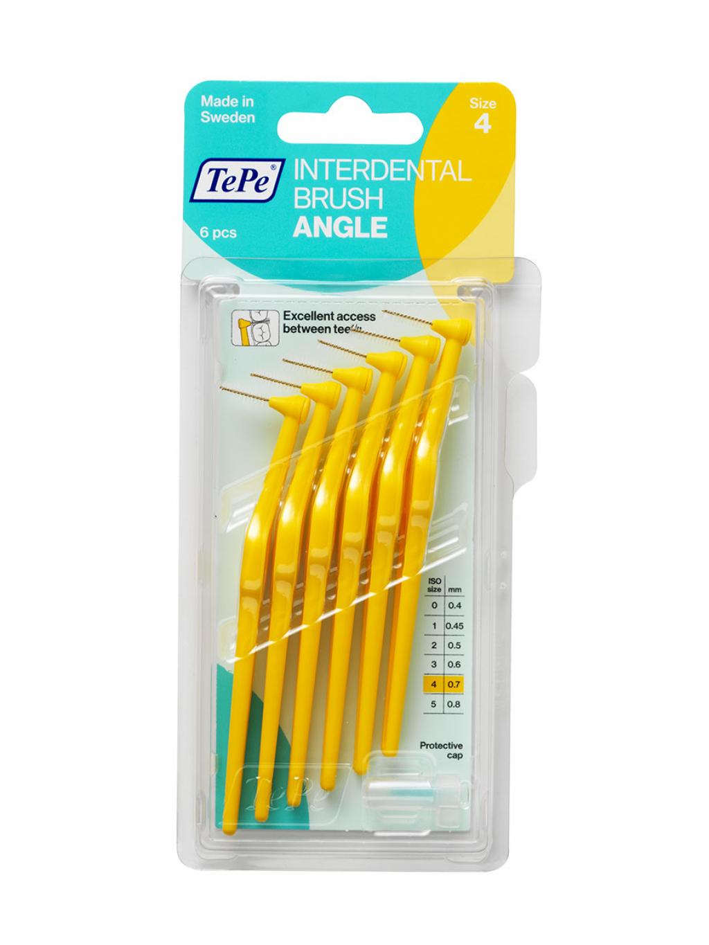 Межзубные ершики TePe Angle™ угловые Размер 4 (0,7мм) желтый 